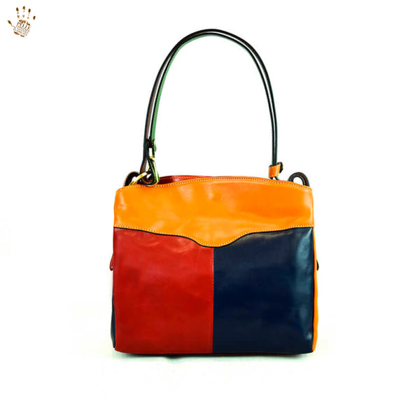 Multicolor Woman Leather Shoulder Bag l Italian Genuine Leather l ...